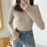 Sweater Women's Fashion Autumn Slim-fit Turtleneck Sweater Soft Solid Slim Pullovers Female All-match Knitted