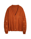 Same Taylor Orange Cardigan Embroidered Stars Loose Languid Temperament