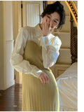 Elegant Patchwork Shirt Dress For Women Chic Fashion Outfits Midi Bodycon Clothing