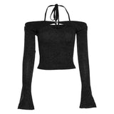 Zingj 2023 New Women's Solid Color T-Shirt Hanging Neck Fashion Slim Back Sexy Vest Suit Women-Outfit