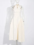 Temperament Small Fragrant Wind Collar Hanging Neck Dress 2025 New Design Pressure Folded Waist Showing Thin Dress Dress