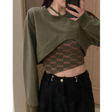 Y2k Harajuku Sweatshirts Women Vintage Oversized Pullovers Crop Top Female Aesthetic Grunge Streetwear Hoodie