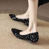Black Pointed Single Shoes With Soft Bottom Flats And New Fashion Squints Korean Version Of Light Mouth Flat