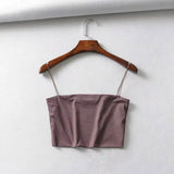 Zingj Burst Gigi Street Shot Thin Rubber Band Sling Small Vest Women's Short Flat Mouth-Outfit