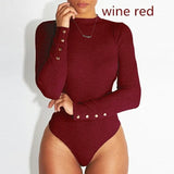 Long Sleeve Sexy Bodysuit Autumn Winter Female Warm Clothes Slim Fit Fashion Solid