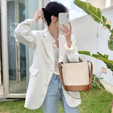 Women Spring Solid Color Elegant Blazer Jacket Office Lady Long Sleeve Outwear