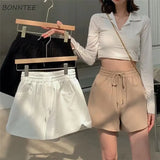 Waist Shorts Women Workout Design All-match Leisure Loose Students Ulzzang Cozy Solid Summer New Arrival Mujer Simple