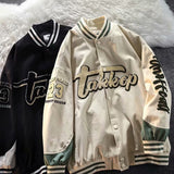 flocking embroidery contrast color stitching baseball uniform jacket women's 2022 new loose casual all-match jacket