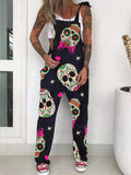 Summer Sleeveless European and American Leisure Loose Fashion Temperament One-Piece Printed Skull