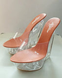 Zingj Korean Thick Platform Ultra High Heel Sandals High Transparent Special Crystal Shoe Waterproof Platform 15CM Wedge Wedge Women's