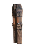 Zingj Feng Shui Wash Multi-Pocket Cargo Pants 2024 Spring New Fashion Design Sense Slim And Versatile Jeans