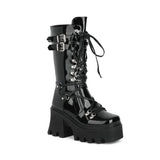For Martin Boots 2025 Autumn And Winter New Rivet Tie With Thick And Medium Boots Female Large Size Knight