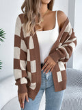 Autumn And Winter Lattice Lantern Sleeve Sweater Long Coat Women's