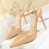 Shoes Fashion Sandals Women 2021 Patent Leather High Heels Women Sandals Summer Heeled Sandals Pointed Toe Women