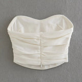 2023 Off Shoulder Corset Tops For Women Pleated Crop Top Female Backless Sleeveless Bustier Top Woman Sexy Summer