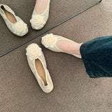 Wind Gentle Single Shoes Women 2025 New Spring Soft-Soled National Style Retro New Chinese Rose Ballet Bean