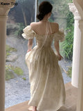 Elegant Slim Ruffles Midi Dresses Summer Princess Evening Party Prom Dress Women Fashion Off Shoulder A-line