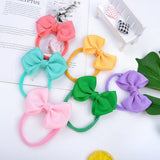 1piece Solid Colors Bowknot Baby Headband For Girls Nylon Elastic Hair Bands Handmade Turban Headwear Hair