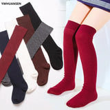 Girls' School Uniform Knee-High Sock Cable-Knit Children's Long Sock Fashion Kniekousen Kinderen Solid Color Kids
