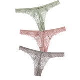 Sexy Lace Thong Low Waist Lace Transparent Panties Women Hollow out Breathable G String Briefs Bow Underwear