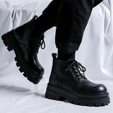 Zingj Boots Men In Autumn And Winter Increased Tooling Locomotive Wind Super Fire Leather Boots Big Head Advanced Sense Ankle Boots