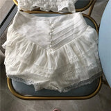 White Ruffles Crop Top And Shorts Set- Outfit