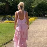Pink Pleated Halter Maxi Dress-Outfit