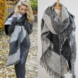 Large Scarves Women Long Cashmere Winter Wool Blend Soft Warm Plaid Scarf Femme Wrap Shawl Plaid Scarf Thick