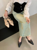 Heel Skirt Bag Head Sandals Fairy Shoes 2025 Summer New Mesh Permeable Fine Back Empty Head Single