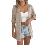 Shooting 2025 Spring And Summer Leisure Pure Color Sleeve Knitted Sweater Holiday Cardigan Women's