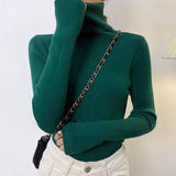 Harajuku Pullover Turtleneck Sweater Women Fall Soft Knit Sweater Slim Elastic Korean Simple Basic Cheap Jumper Solid