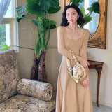 Long Aleeve Sweater Dress Women Knit Autumn Winter Dress Female Slim A-line Casual Vintage