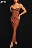 Women Maxi Bodycon Dress 2023 New Arrivals Lined Pink Spaghetti Strap Dress Sexy Celebrity Club Night Party