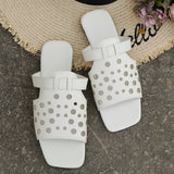 Zingj Slippers Female 2024 Summer Pure Color Square Head Hollow Out A Word To Wear Casual Roman