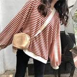 Striped Tee Ladies Hip Hop Fall oversized T-shirt Streetwear Top Harajuku Punk Loose y2k top women striped sleeves