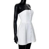 Buttoned Tube Fitted Mini Dress-Outfit