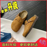 Bottom Lazy Man Bag Head Slippers Women 2025 Spring New Half-Slipper Belt Buckle Single Shoes In