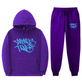 Popular Letter Gothic Print Hoodies Sweatpants Men Y2K New Street Hip Hop Fashion Sports Suit Unisex Casual Loose