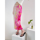 Folded New Temperament Gentle Elegant Impact Color Print Dress Female Design Sense Of Minority Gradient