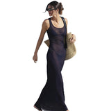 Autumn Summer New Women's Sexy Perspective Mesh Holiday Dress Evening Dress
