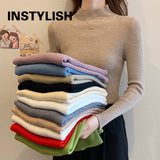 Women Turtleneck Sweater Casual Long Sleeve Korean Harajuku Slim Knitted Pullover Vintage Solid Skinny Jumper Elegant Tops
