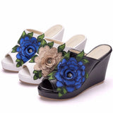 Flower Fish Mouth Slope With Large-Size Cool Slippers Waterproof Table Roman Sandals New