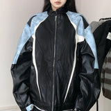 Zingj Collar Autumn And Winter Color Cleanfit Jacket Men And Women's Baseball Uniform Game Motorcycle Tie-Dye PU Leather Coat