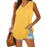 V-neck Sleeveless Pullover Solid Color Vest