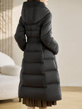 Over The Knee White Duck Down Down Jacket Female Long Winter 2024 New Fashion Waist Belt Show Thin Warm Coat Tide-Outfit