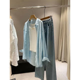 White Linen Shirt Women's Summer Thin Loose Temperament Old Money Cotton Linen Shirt Sunscreen