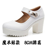Head Shallow Mouth 8CM High Heels Waterproof Table Thick-Bottomed Cheongsam Shoes Model Show Shoes Magic Sticky Women Singles