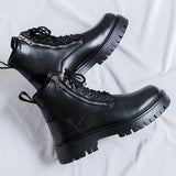 2025 New Youth Cylinder Round Head High Help Thick Bottom Men With Big Head Trend Martin Boots