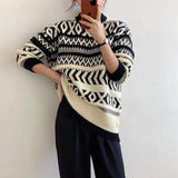 Zingj Sense Small Round Collar Sweater Female Autumn Dong Korean Version Loose Languid Lazy Small Knit Sweater Outside-Outfit