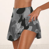 Gym Women Running Shorts Skirt High Waist New Shorts Mesh Double Layer Print Patchwork Fitness Shorts Sports Short